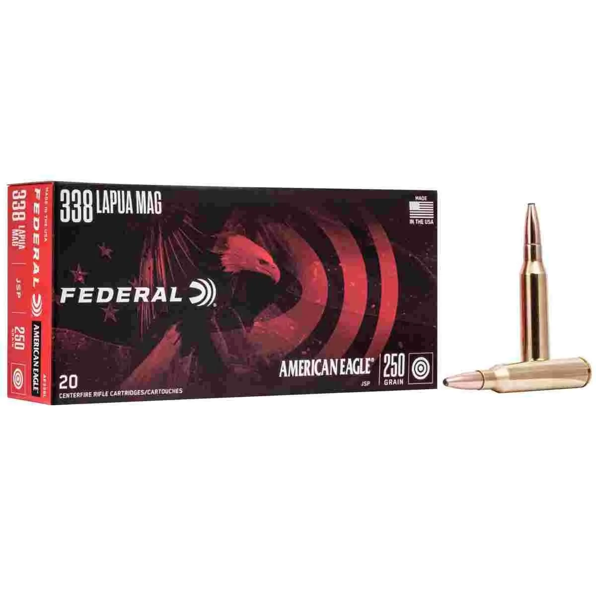 Https3A2F2Fmedia.chattanoogashooting.com2Fimages2Fproduct2Ffaae338L2Ffaae338L_1.Webp Federal american eagle rifle ammunition. 338 lapua mag 250 gr sp 20/box - image 1