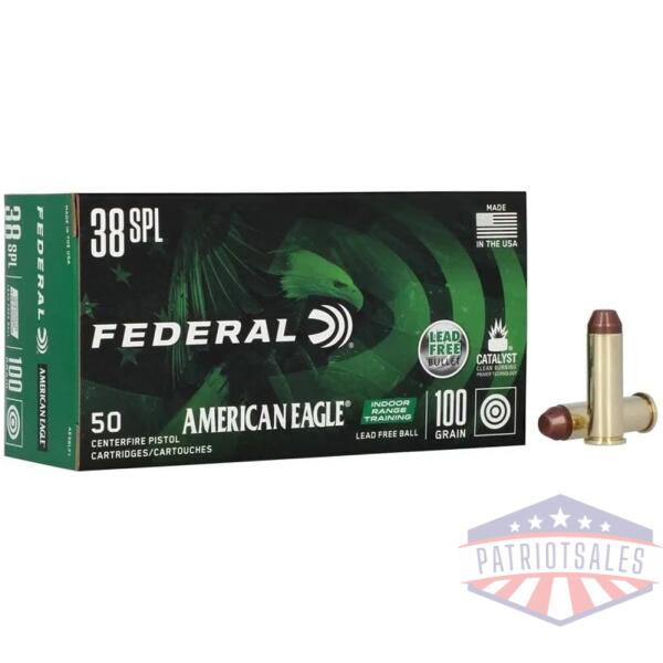 federal american eagle irt lead free handgun ammunition .38 spl 100gr fmj 960 fps 50/ct
