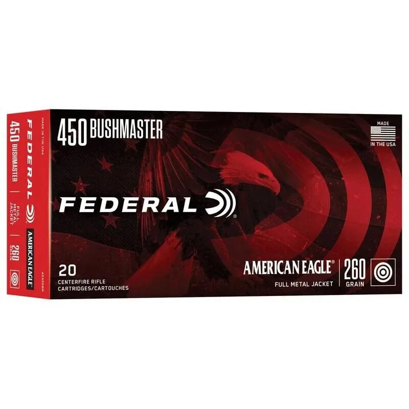 Https3A2F2Fmedia.chattanoogashooting.com2Fimages2Fproduct2Ffaae450Bm2Ffaae450Bm1 Federal american eagle rifle ammunition. 450 bushmaster 260gr fmj 2040 fps 20/ct - image 1