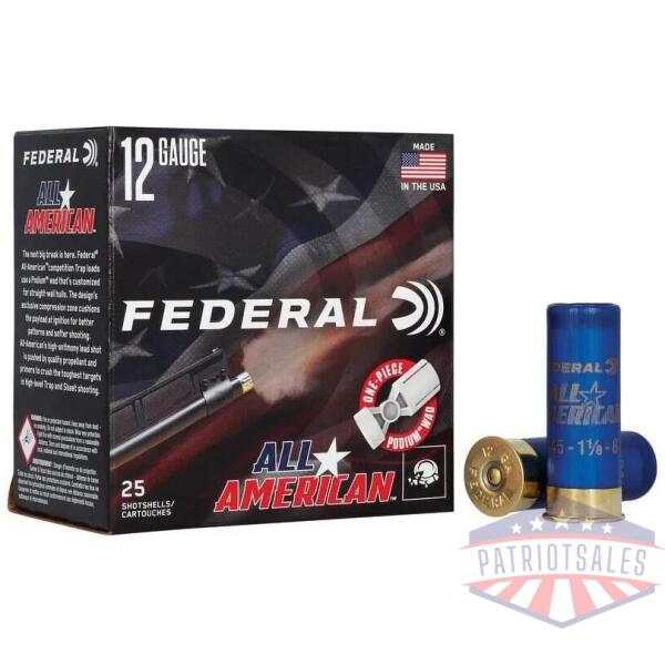 federal all american shotshells 12ga 2-3/4" 1-1/8oz 1250 fps #8 25/ct
