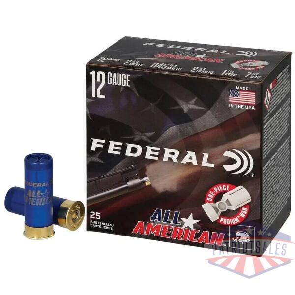federal all american shotshells 12ga 2-3/4" 1-1/8oz 1145 fps #7.5 25/ct