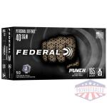 federal personal defense punch handgun ammunition .40 s&w 164gr jhp 1130 fps 50/ct