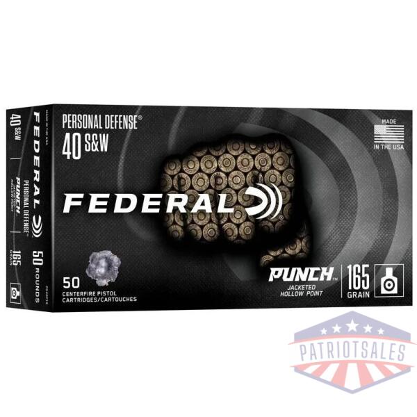 federal personal defense punch handgun ammunition .40 s&w 164gr jhp 1130 fps 50/ct