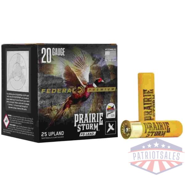 federal prairie storm fs lead shotshells 20 ga 3" 1 1/4oz #4 25/ct