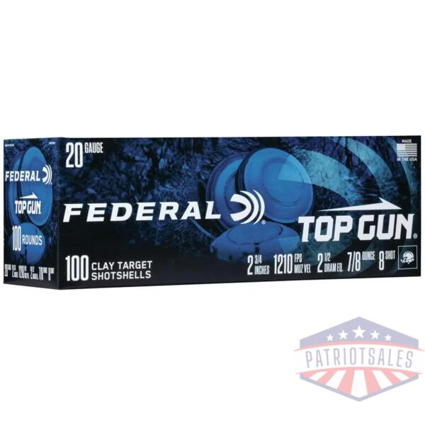 federal top gun shotshells 20 ga 2-3/4" 7/8oz 1210 fps #8 100/ct