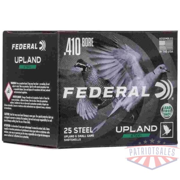 federal field & range steel 410ga 3" 3/8oz 6 upland steel ammo 25rd