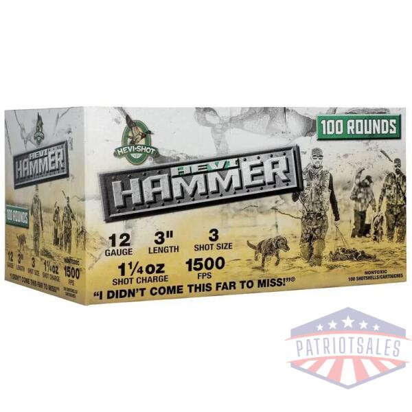 hevi-shot hevi-hammer shotshells 12ga 3" 1-1/4oz 1500 fps #3 100/ct
