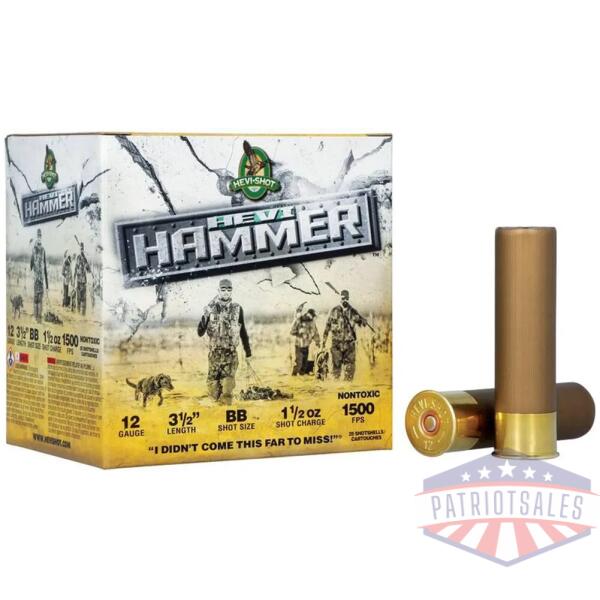 hevi-shot hevi-hammer shotshell 12ga 3.5" 1.5oz 1500 fps #bb 25/ct