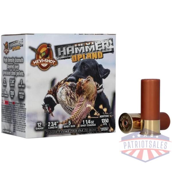 hevi-shot hevi-hammer upland shotshell 12ga 2-3/4" 1-1/4oz 1350 fps #5 25/ct