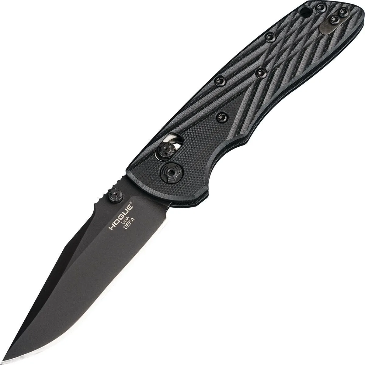 Https3A2F2Fmedia.chattanoogashooting.com2Fimages2Fproduct2Fjn242762Fjn24276.Webp Hogue deka 3. 25" able lock folder clip point blade blk finish g-10 - solid blk - image 1