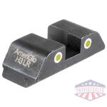 ameriglo tritium 2-dot rear handgun sight for glock yellow with white front