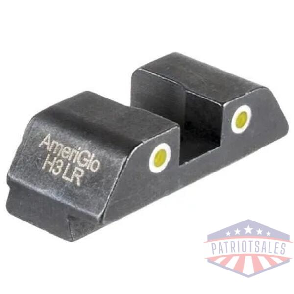 ameriglo tritium 2-dot rear handgun sight for glock yellow with white front