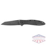 kershaw random leek reverse tanto assisted folding knife (3" blackwash)