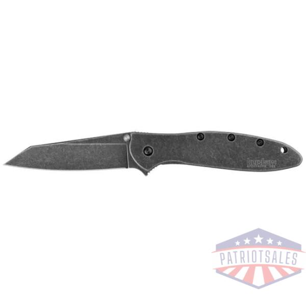 kershaw random leek reverse tanto assisted folding knife (3" blackwash)
