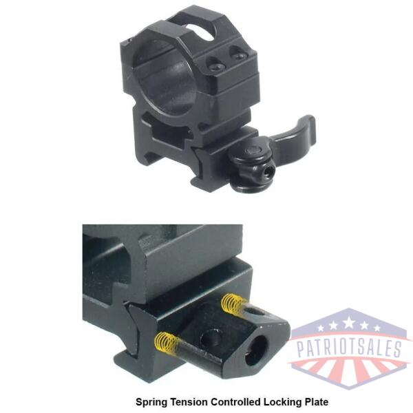 leapers utg 2-piece max strength le grade picatinny rings - 22mm width 1"  - medium