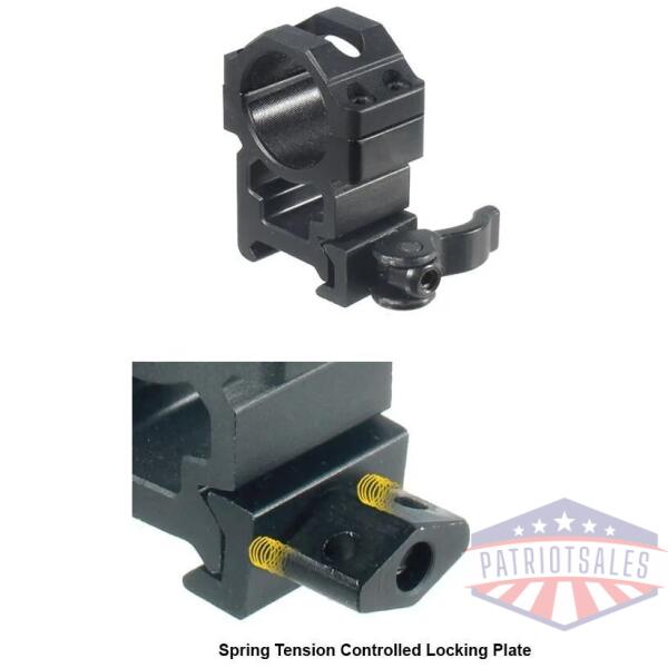 leapers utg 2-piece max strength le grade picatinny rings - 22mm width 1" - high