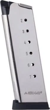 Https3A2F2Fmedia.chattanoogashooting.com2Fimages2Fproduct2Fmymgco4507Npf2Fmymgco4507Npf Mec-gar 1911 officer handgun magazine with removable buttplate & follower. 45 acp ht nickel 7 rds high cap - image 1