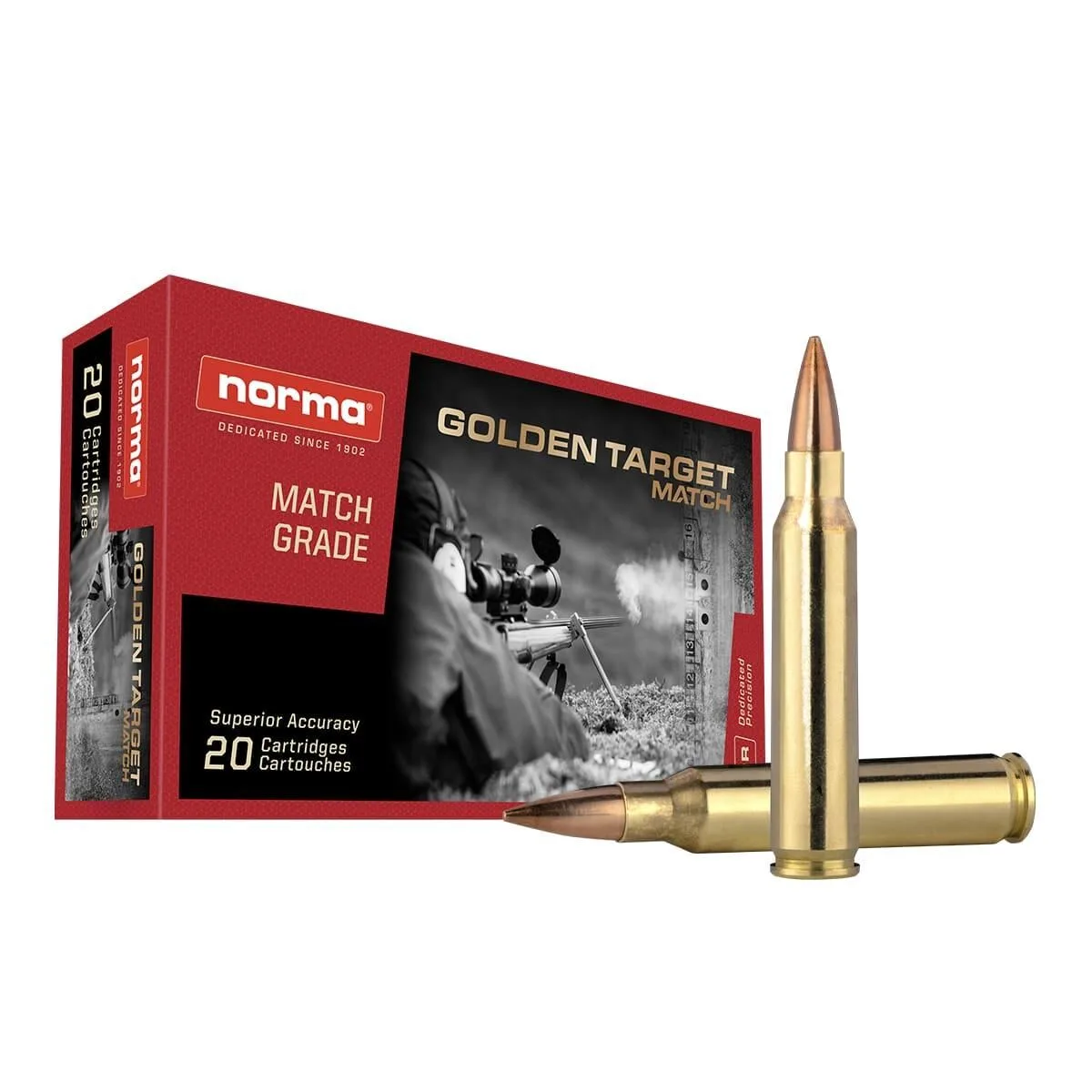 Https3A2F2Fmedia.chattanoogashooting.com2Fimages2Fproduct2Fnh101576922Fnh10157692 Norma golden target match rifle ammunition. 223 rem 69 gr bthp 1379 fps 20/ct - image 1