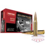 Norma Golden Target Match Rifle Ammunition .308 Win 168gr BTHP 2270 fps 20/ct