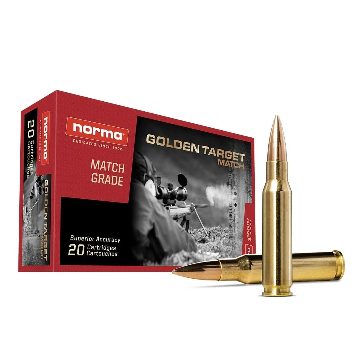 Https3A2F2Fmedia.chattanoogashooting.com2Fimages2Fproduct2Fnh101774422Fnh10177442 Norma golden target match rifle ammunition. 308 win 175gr hpbt 2610 fps 20/ct - image 1