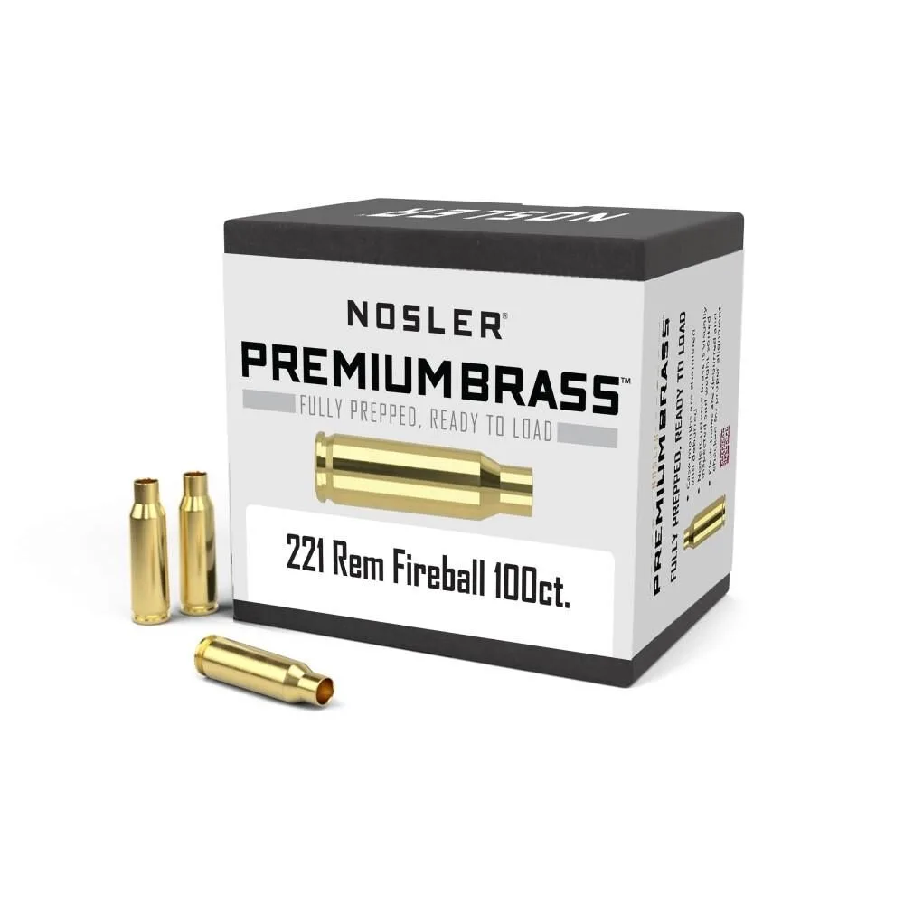 Nosler Unprimed Brass Rifle Cartridge Cases .221 Fireball 100/ct