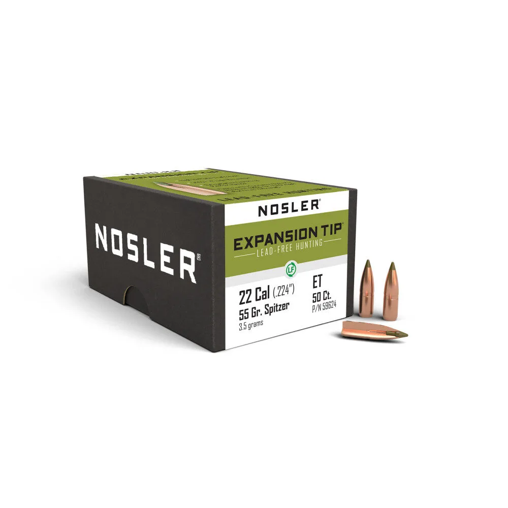 Https3A2F2Fmedia.chattanoogashooting.com2Fimages2Fproduct2Fno596242Fno59624-1 Nosler e-tip lead free rifle bullets. 22lr. 224" 55gr sptz e-tip 50/ct - image 1
