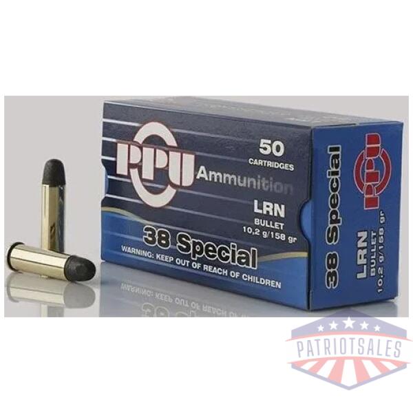 ppu handgun ammunition .38 spl 158 gr lrn 902 fps 50/ct