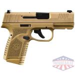 FN Reflex MS Handgun 9mm Luger 11rd (1) & 15rd (1) Magazines 3.3" Barrel FDE