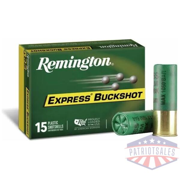 remington express buckshot shotgun ammo 12 ga 2-3/4 in #00 buck 1325 fps 15/ct