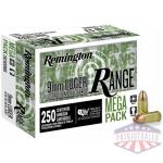 remington range handgun ammunition 9mm luger 115 gr. fmj 1145 fps 250/ct