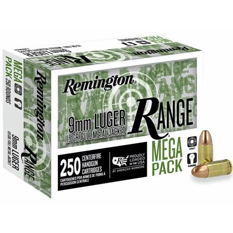 Https3A2F2Fmedia.chattanoogashooting.com2Fimages2Fproduct2Frtr239652Fr23965.Webp Remington range handgun ammunition 9mm luger 115 gr. Fmj 1145 fps 250/ct - image 1