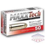 Maxxtech Brass Casefire Handgun Ammunition 9mm Luger 115 gr FMJ 50/ct