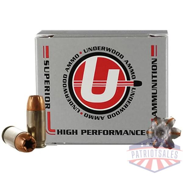 underwood ammo handgun ammunition 45 auto (+p) 230gr jhp 1000 fps 20/ct