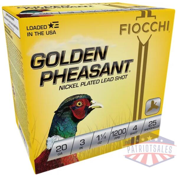 fiocchi golden pheasant 20ga - 3" 1-1/4oz #4 25rd 10bx/cs