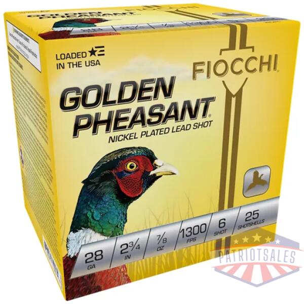 fiocchi golden pheasant 28ga - 2.75" 7/8oz #6 25rd 10bx/cs