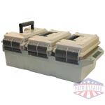 mtm 50 caliber 3 can ammo - crate fde/green lockable