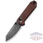 yonder thumb stud & crossbar lock knife guibourtia wood handle (2.88"" new damascus blade with jagged pattern)