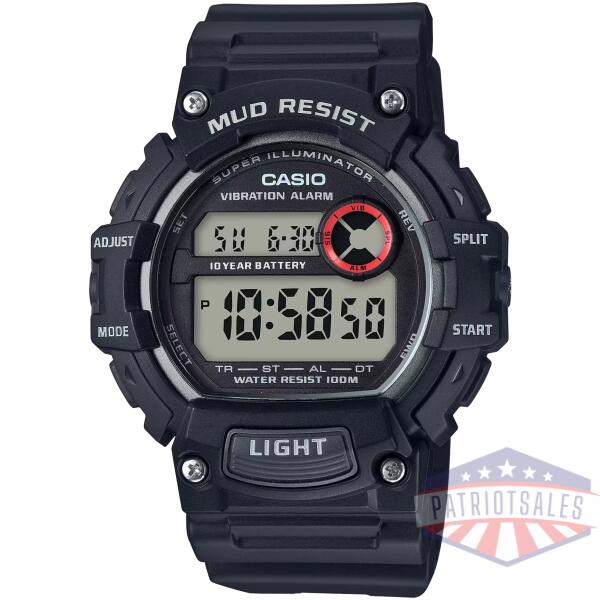 mud-resistant digital watch w/ vibration alarm