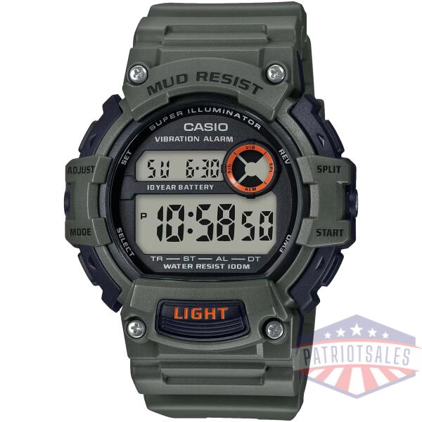 mud-resistant digital watch w/ vibration alarm