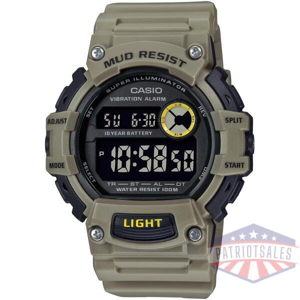 mud-resistant digital watch w/ vibration alarm