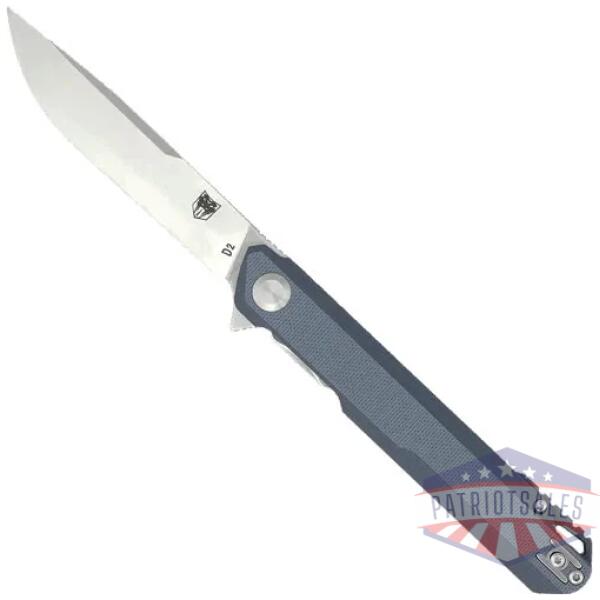 cobratec monarch 3.5" folder - grey d2 steel w/clip