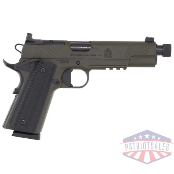 springfield 1911 operator aos - 45 acp 5" 8rd green threaded
