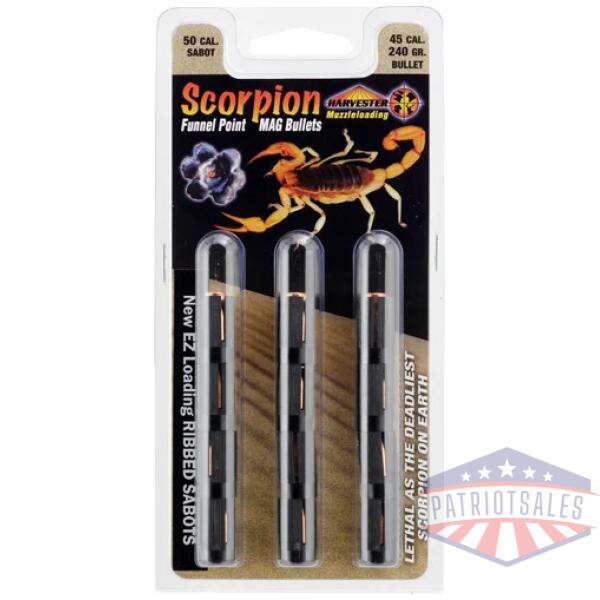 harvester scorpion 50 cal - 240gr .451 funnel point 12pk