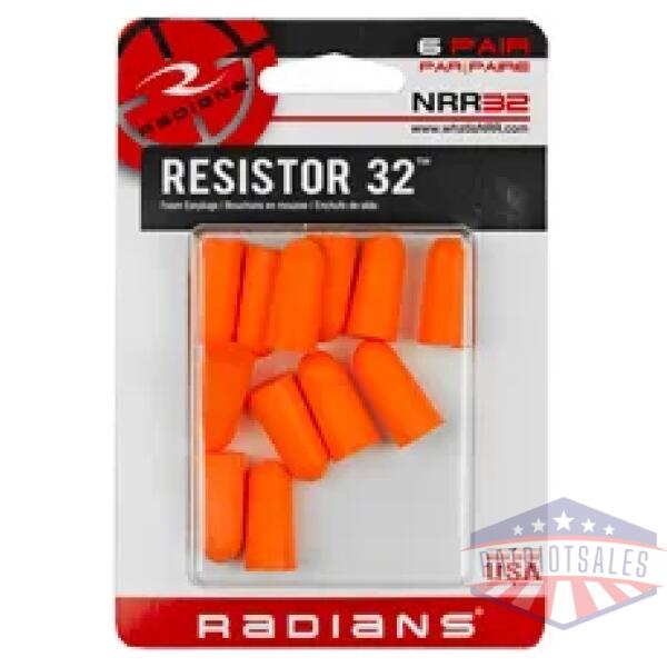 radians resistor earplug 6 pairs