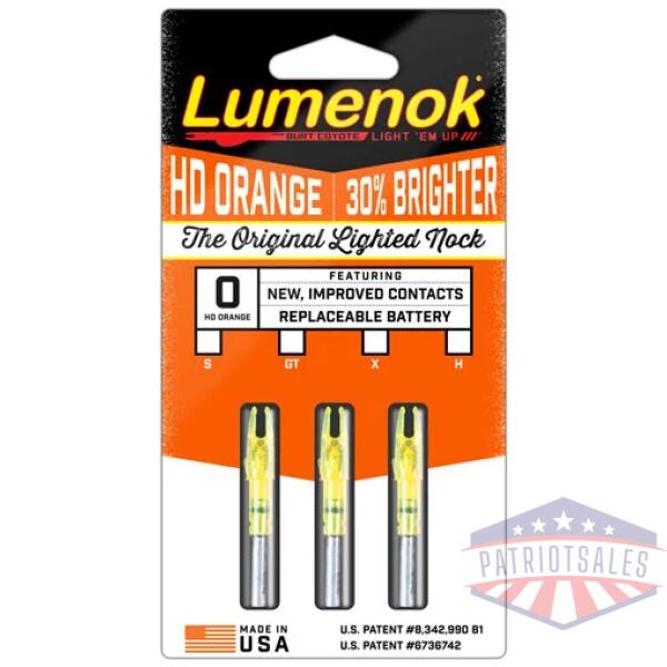 lumenok lighted nock - signature series hd orange 3pk