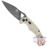 cobratec ryker auto folder - 3.75" tan/black stnwsh d2 bld