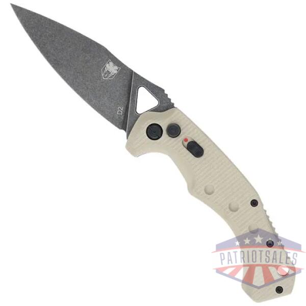 cobratec ryker auto folder - 3.75" tan/black stnwsh d2 bld