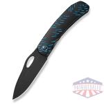 weknife inmate front flipper & thumb hole knife black titanium handle with blue raindrops (3.7"" black stonewashed cpm 20cv blade)