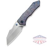 high-fin xl thumb stud knife diamond patterned flamed titanium handle (3.48"" hand rubbed satin cpm 20cv blade)