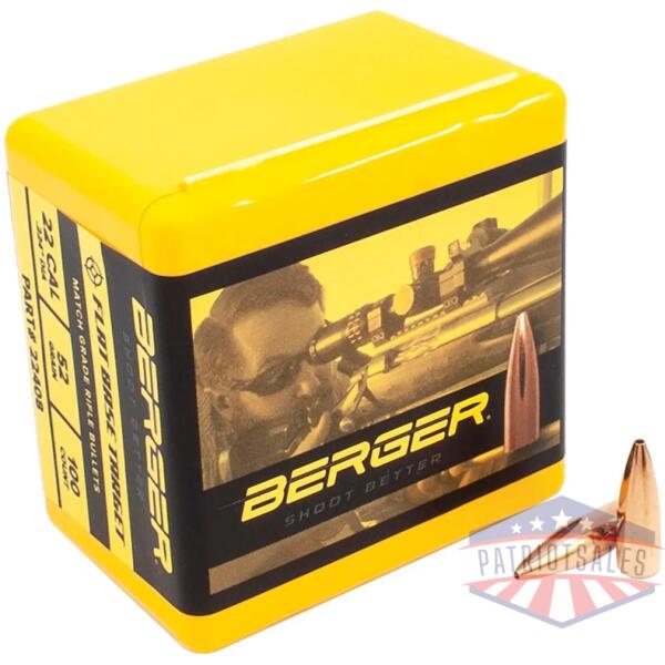 berger match grade target bullets .22 cal .224" 52 gr fb target 100/ct